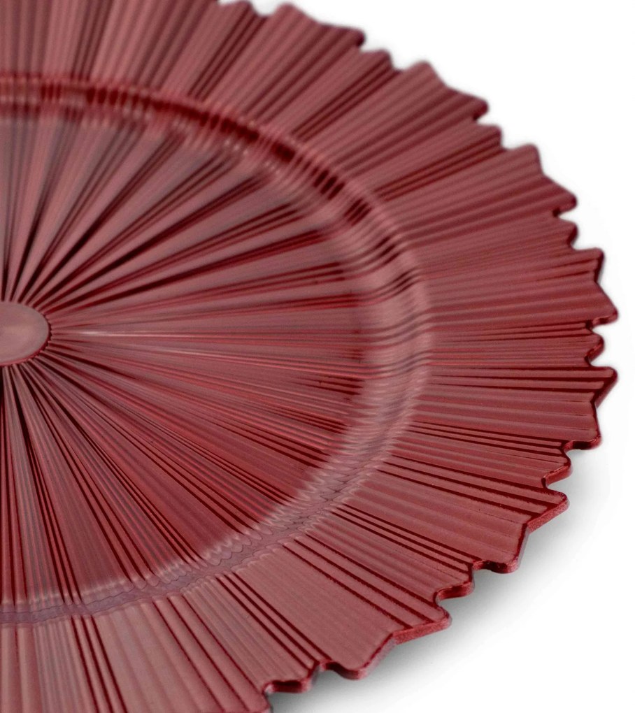 Sousplat de Plástico Vermelho Com Relevo e Lateral Em Recortes 33cm - D'Rossi