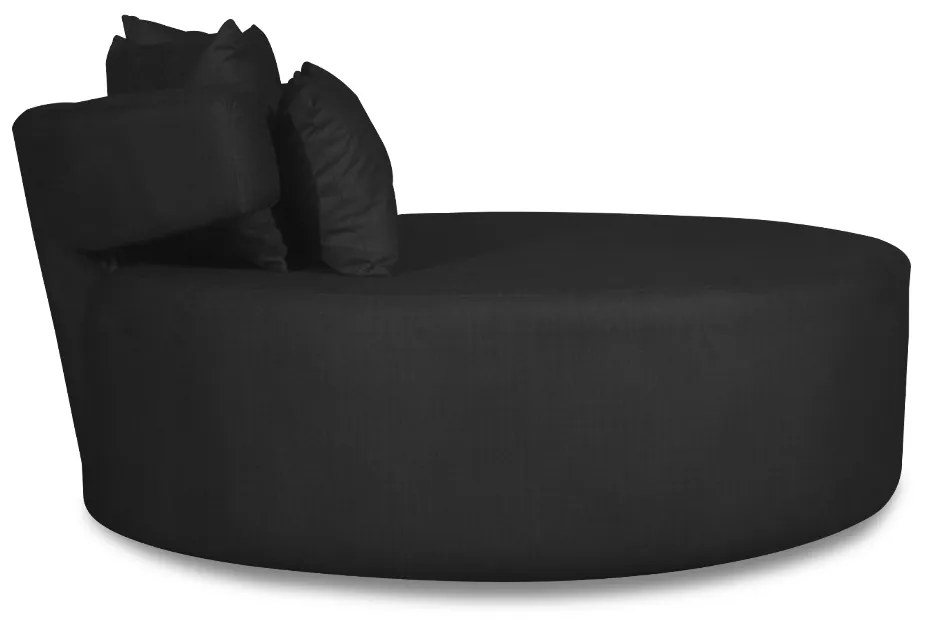 Sofá Puff Poltrona Eva Redondo 02 Lugares Suede Preto