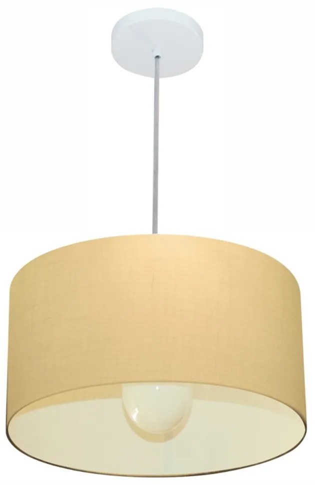 Lustre Pendente Cilíndrico Md-4031 Cúpula em Tecido 40x21cm Algodão Crú - Bivolt