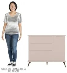 Cômoda Infantil 1 Porta 3 Gavetas 100% MDF Pés Retrô Mel Z39 Rosê - Mp