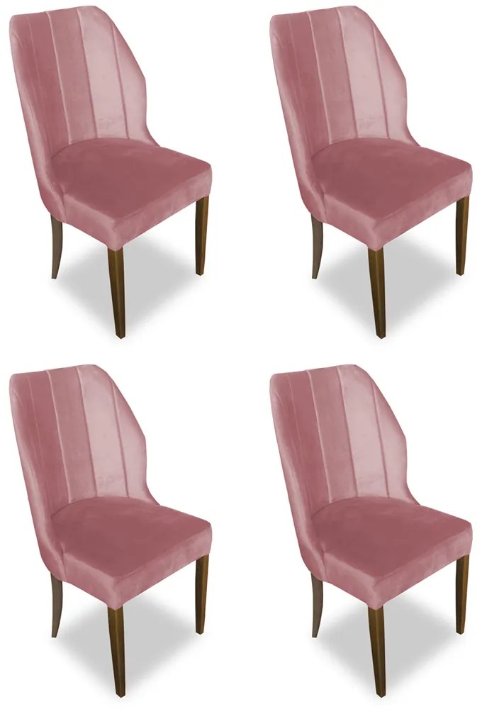 Kit 4 Cadeiras De Jantar Safira Suede Rose