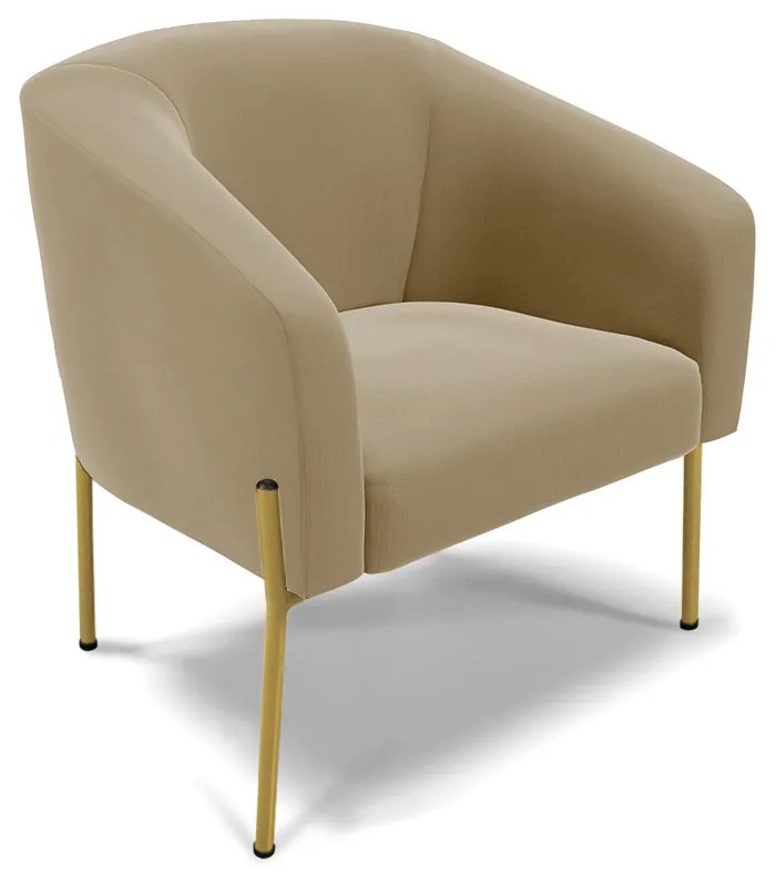 Sofá Namoradeira e Poltrona Pé de Ferro Dourado Stella Suede D03 - D'Rossi - Marrom Rato