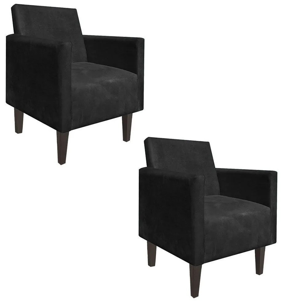 KIT 02 POLTRONAS JADE SUEDE PRETO PES CH