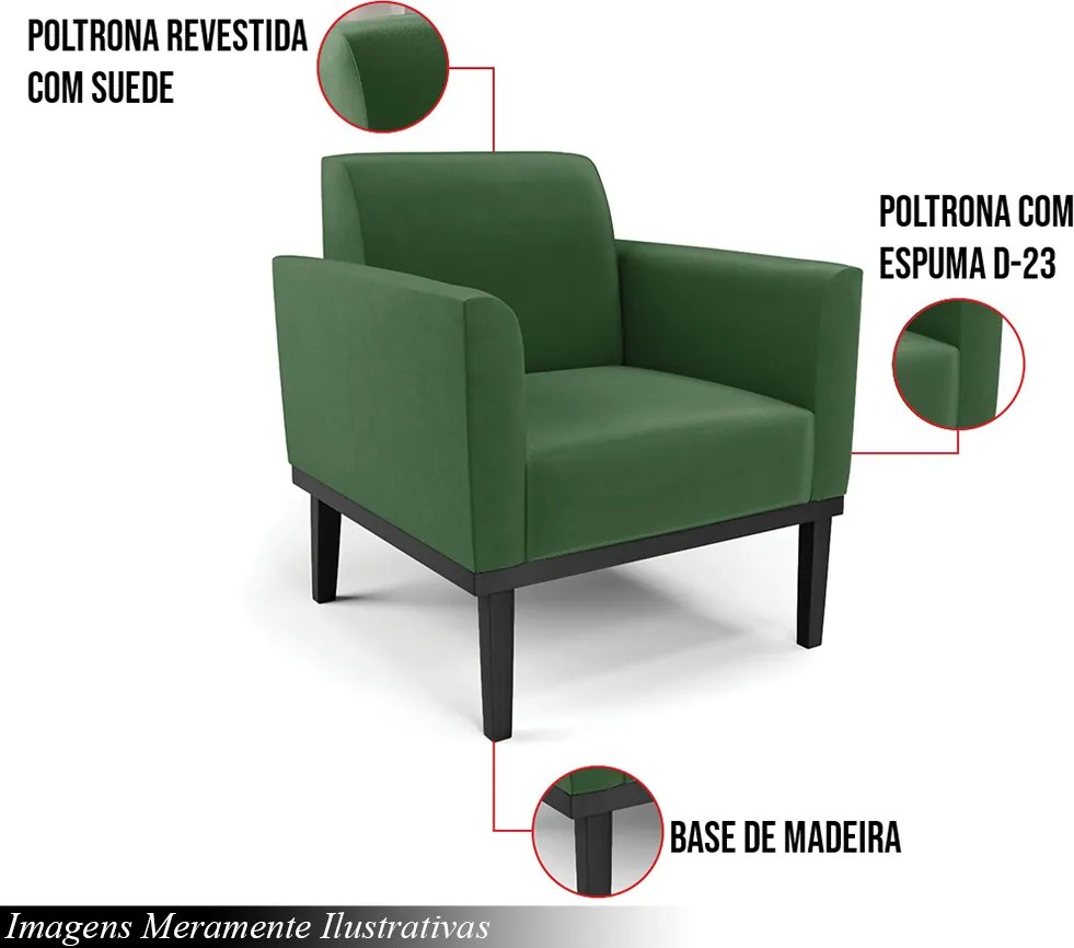 Poltrona Decorativa Isabella Pés Fixo em Madeira Preto Suede Verde G19 - Gran Belo