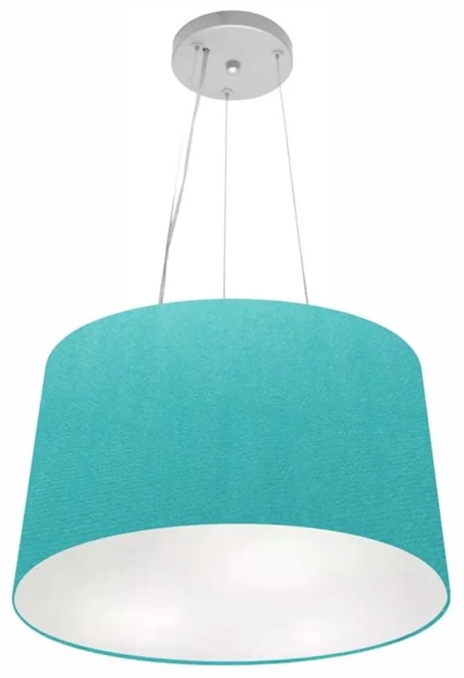 Lustre Pendente Cone Md-4153 Cúpula em Tecido 30/45x40cm Azul Turquesa - Bivolt