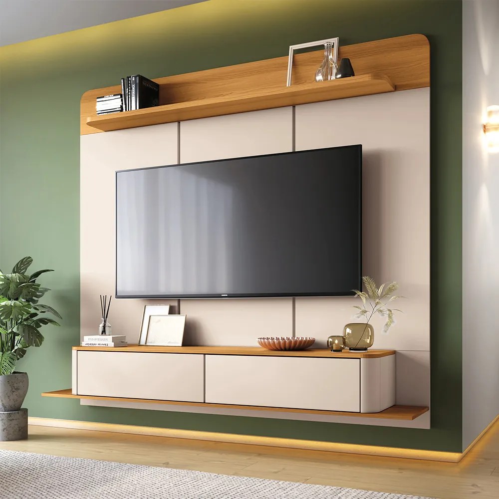 Home Painel Galax Suspenso para TV até 70 Polegadas Off White/Cinamomo G26 - Hb Móveis