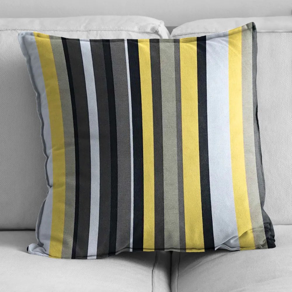 Capa para Almofada Tecido Estampado Listrado Amarelo D74 42x42 cm - D'Rossi