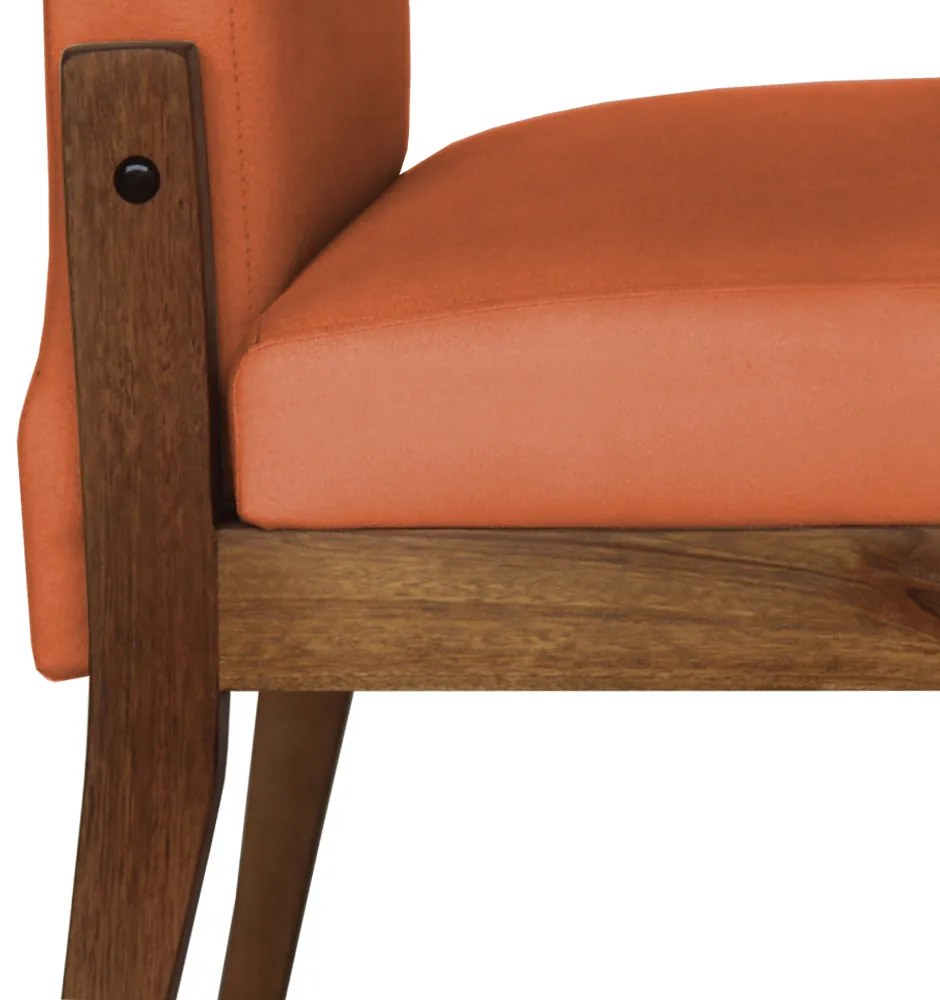 Conjunto 8 Cadeiras De Jantar Aurora Base Madeira Maciça Estofada Suede Telha