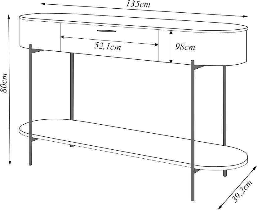 Aparador Amanda 1 Gaveta e 1 Prateleira Pés Metálicos Dourados G18 - Gran Belo - Fendi/Quartzo