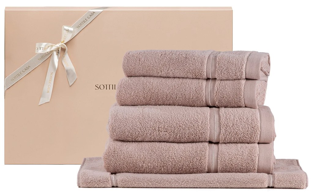 Kit Toalhas de Banho 05 Pçs 100% Algodão Lázio Tinto c/ Caixa de Presente  - Rose  Rose