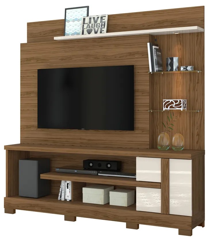 Estante de TV 55 Pol 182cm com Pé para Sala Elaris Naturale/Off White M20 - D'Rossi