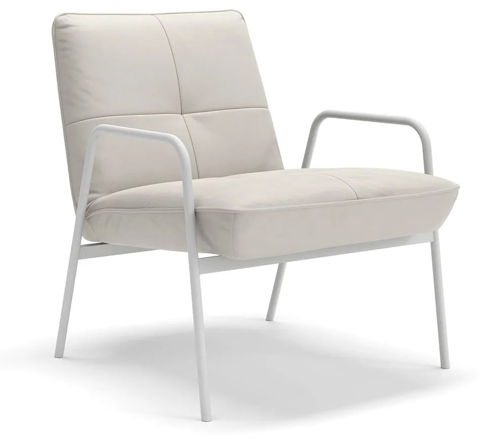 Poltrona Casablanca Couro Natural Sherwood Off White - Poltrona Casablanca Couro Natural  Sherwood - Off White