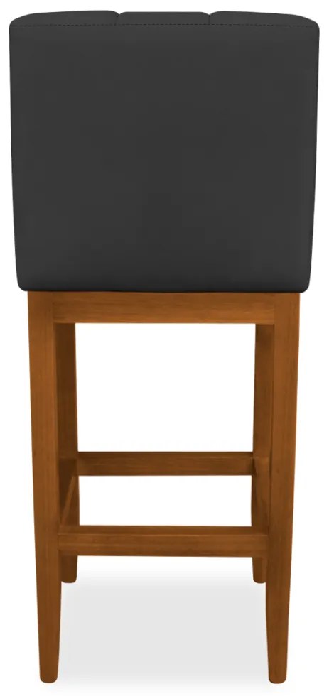 Banqueta Alta Sueli Base Madeira Maciça Estofada Suede Preto