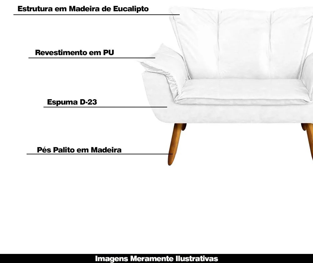 Poltrona Namoradeira Pés Palito Charger PU Branco G19 - Gran Belo
