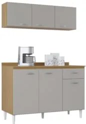 Armário e Balcão com Tampo 120cm Classic Damasco/Off White Z46 - Mpoze