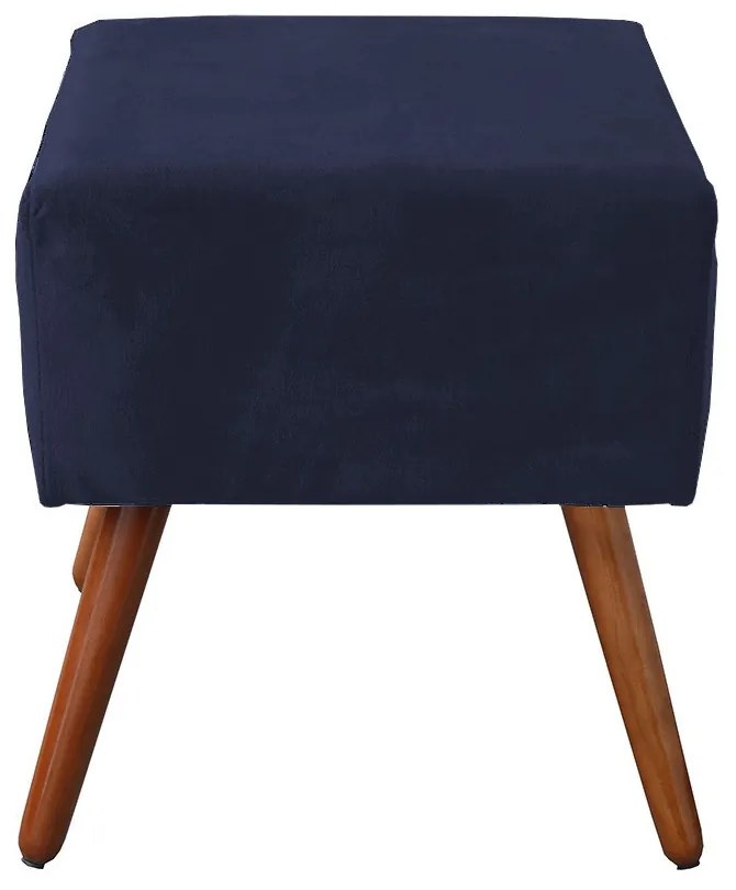 Puff Decorativo Quadrado Malu com Pés Palito Suede Azul Marinho