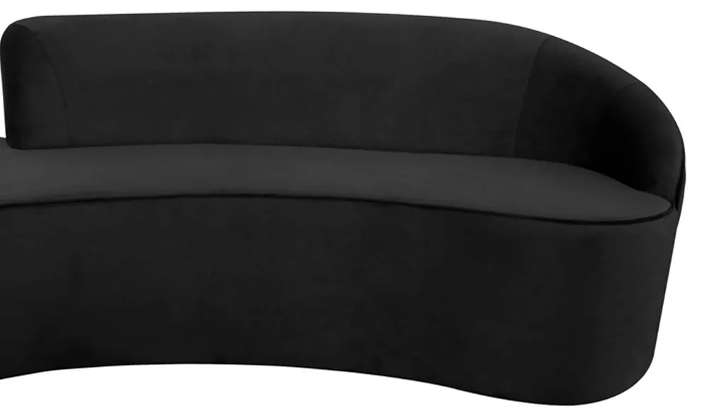 Sofá 3 Lugares Eros D07 Curvo 210cm Braço Direito Veludo Preto - D'Rossi