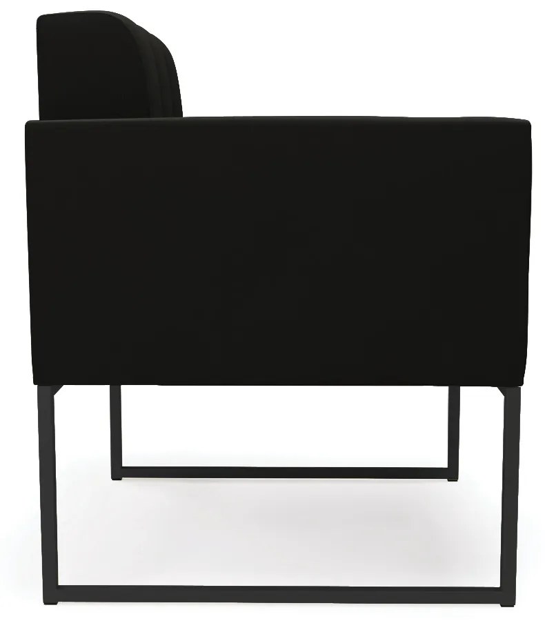 Kit 1 Sofá Namoradeira e 2 Poltronas Elisa Suede Preto Base Metálica Industrial Preto - D'Rossi