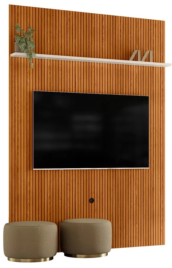 Painel TV 65 Pol 179cm Ripado para Sala Valen M20 - D'Rossi - Cinamomo e Off White