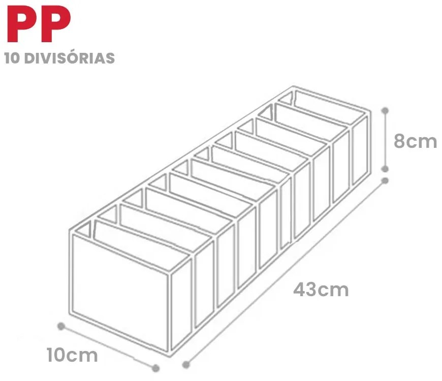 Organizador de Gaveta Invisível PP - 10 nichos