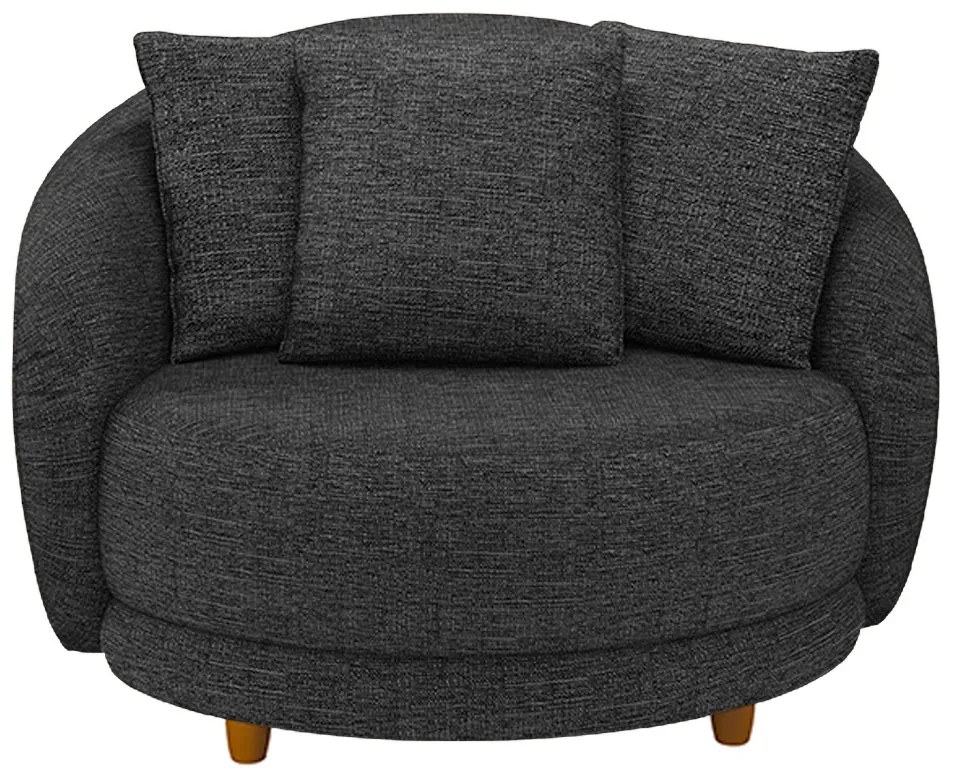 Poltrona Decorativa Base Fixa Galáxia com Almofadas Linho Chumbo G45 - Gran Belo