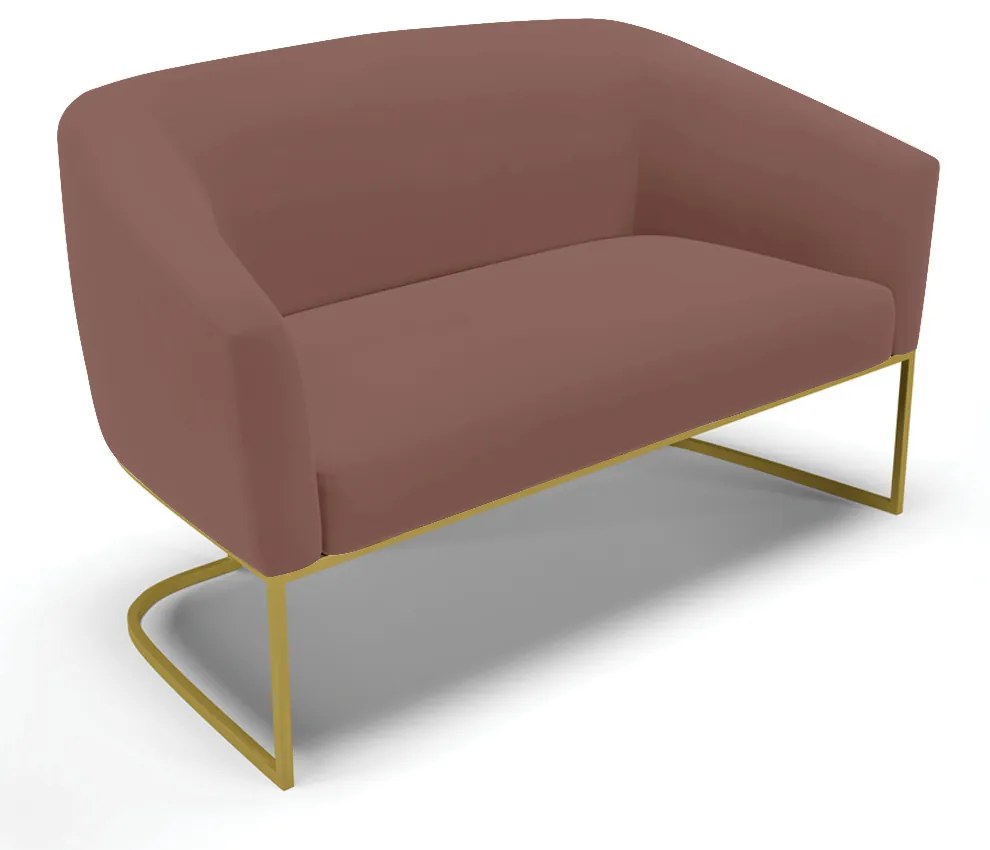 Sofá Namoradeira e Poltrona Base Industrial Dourado Stella Veludo D03 - D'Rossi - Rose