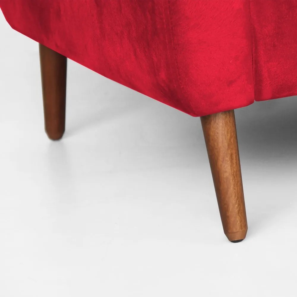 Namoradeira Bruna 1,20 m 2 Lugares Pés Palito Suede Vermelho
