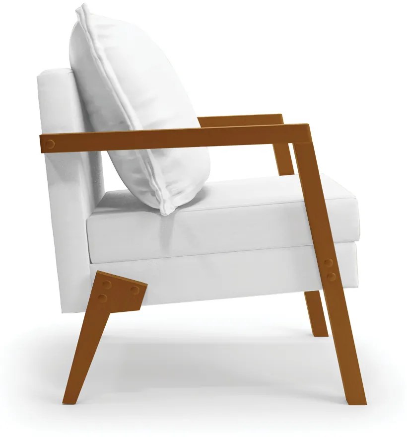 Poltrona Alice Corino Base de Madeira D03 - D'Rossi - Branco