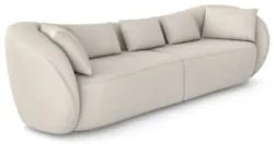 Sofá 3 Lugares 272cm Orgânico Pé Madeira Yume Suede Bege Z55 - Mpozena