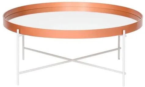 Mesa Centro Volpi Baixa Cobre Espelho Base Branca 32 cm - 60002 Sun House