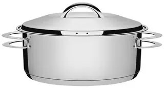 Caçarola Tramontina Solar Rasa em Aço Inox Fundo Triplo com Tampa e Alças 24 cm 4,7 L