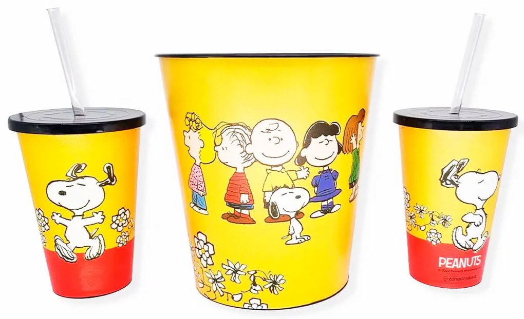 Kit Almofada Porta Pipoca Snoopy Peanuts