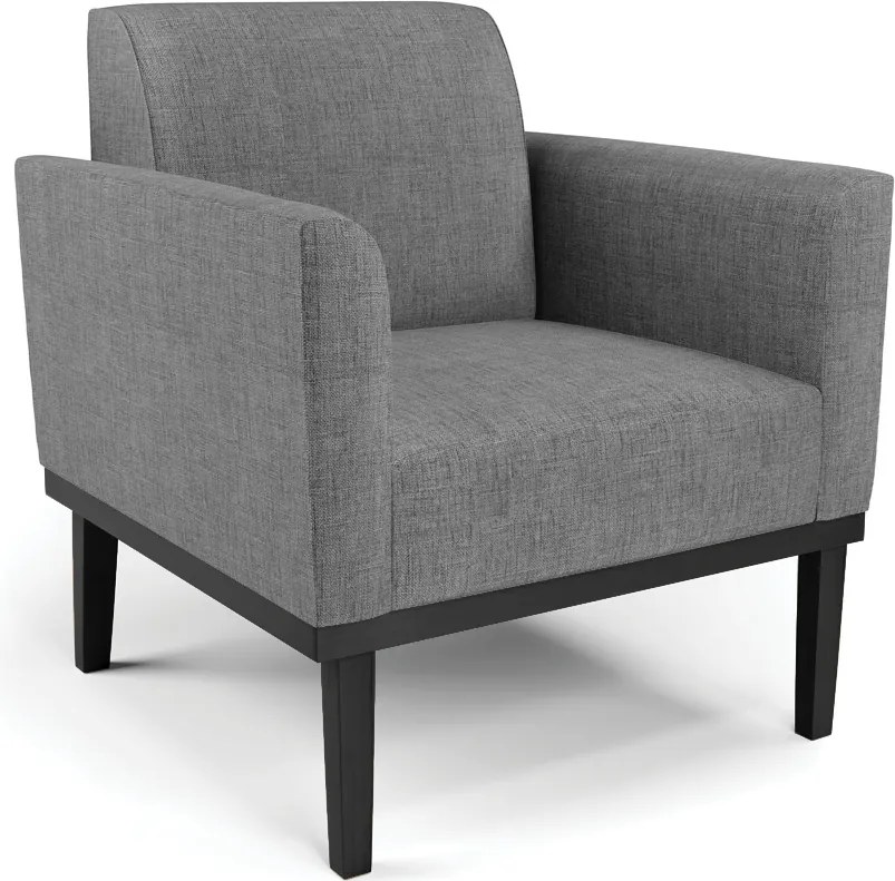 Poltrona Decorativa Isabella Pés Fixo em Madeira Preto Linho Cinza Mesclado G19 - Gran Belo