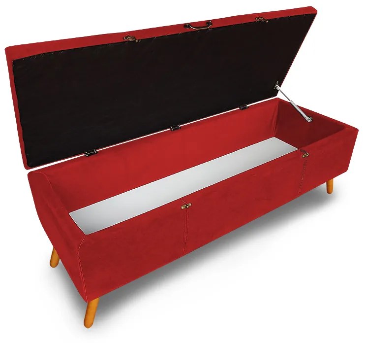Cabeceira com Calçadeira Baú Casal 140cm Caribe Suede Vermelho - Sheep Estofados - Vermelho