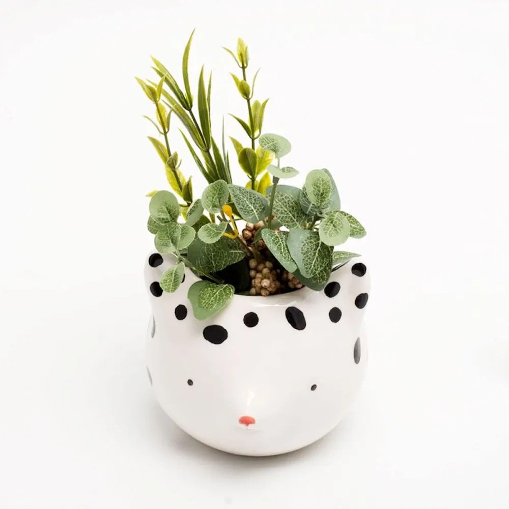 Cachepot Vaso Decorativo de Cerâmica - Fox With Dots