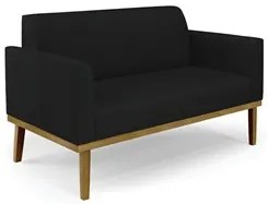 Sofá Namoradeira e 2 Poltronas Base Madeira Castanho Maressa Linho Pre