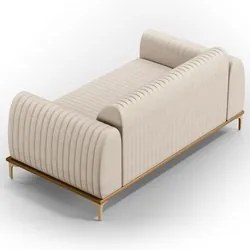 Sofá 150cm 2 Lugares Base Gold Molino D06 Suede C-309 Bege - Mpozenato