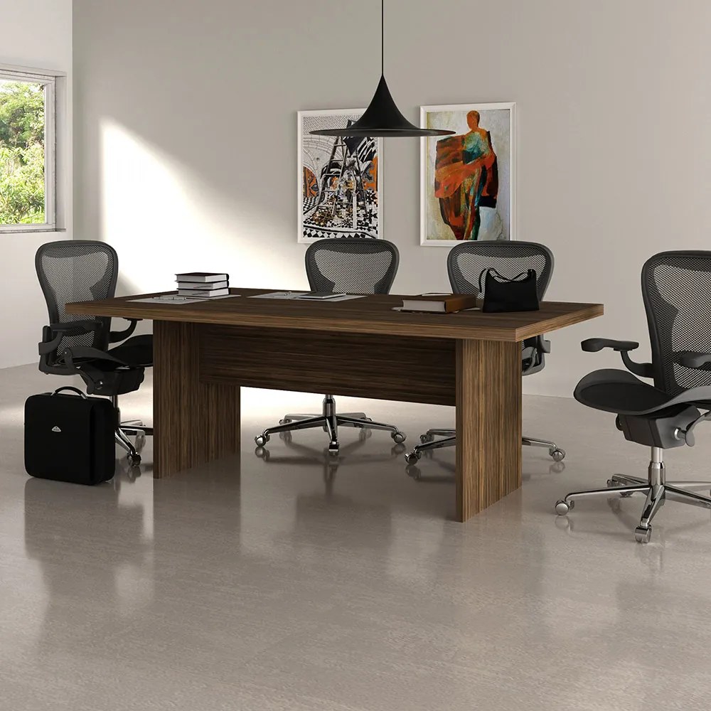 Mesa de Reunião para Escritório Home Office ME4119 MDP Nogal G69 - Gran Belo