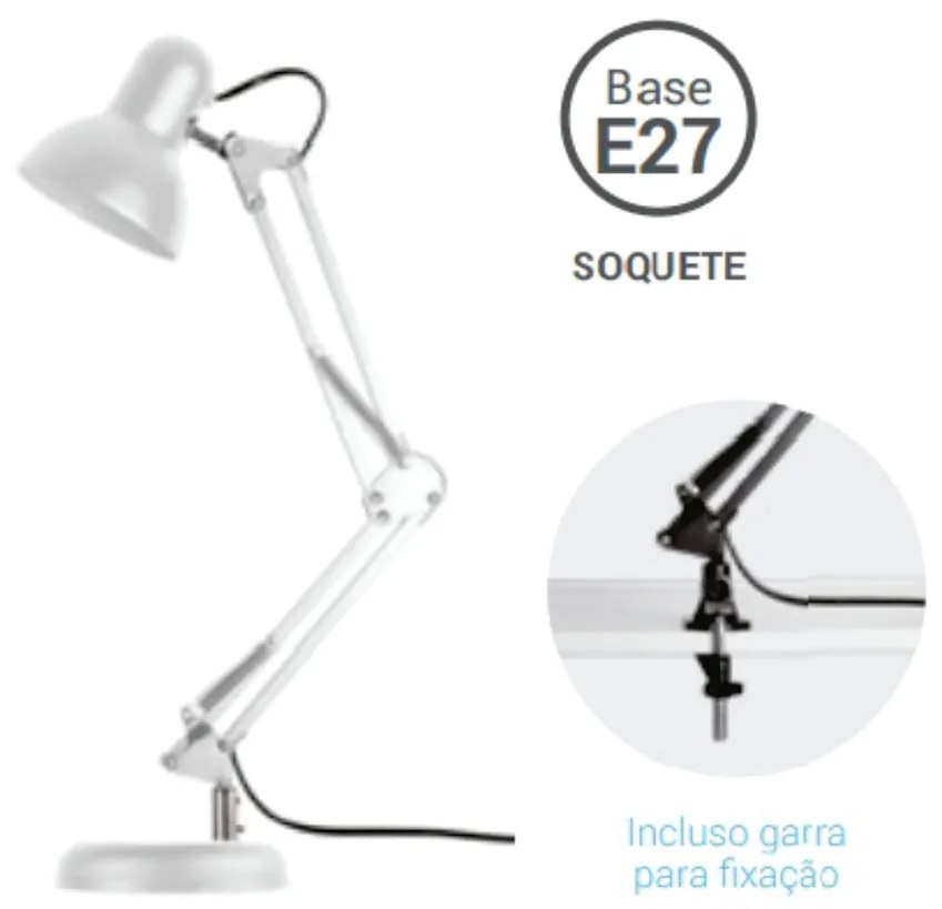Luminaria Classic Ø15X50X13Cm 1 X E27 Aluminio Branco | Opus Hm 37059 (Branco)