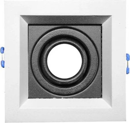 Plafon De Embutir Alumínio 10,4x10,4cm Recuado Ii - PRETO / BRANCO