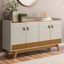 Buffet Aparador Para Sala 4 Portas Luzzo L06 Nature/Off White - Mpozen