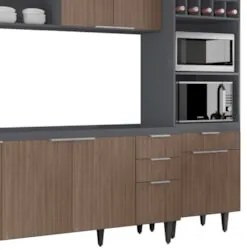 Armário de Cozinha CP02 Para Pia 180cm Pérola Z34 Grafite/Freijó - Mpo