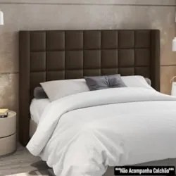Cabeceira Cama Box Queen 160cm Pisa Z37 Sintético Marrom - Mpozenato