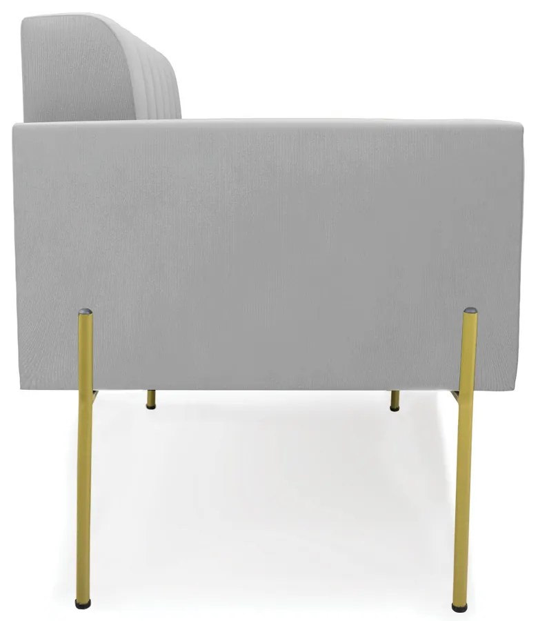 Sofá Namoradeira 2 Lugares Pé de Ferro Dourado Elisa Suede D03 - D'Rossi - Cinza