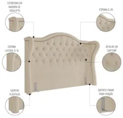 Cabeceira Cama Box Casal Queen 160cm Antibes Z37 Boucle Bege - Mpozena