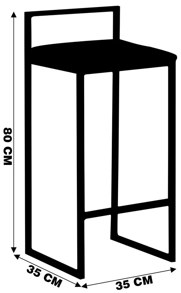 Kit 2 Banqueta Decorativa Selena Base Preta Suede Telha G41 - Gran Belo