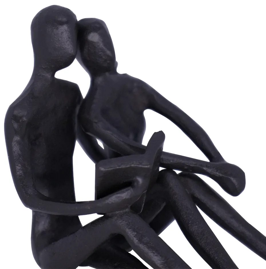 Escultura Decorativa Casal Sentado Em Metal Preto 12 Cm - D'Rossi