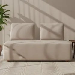 Sofá 2 Lugares 148cm Sala de Estar Rovier Veludo Bege Z32 - Mpozenat