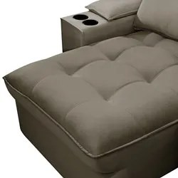 Sofá Retrátil 3 Lugares com Porta Copo 250cm Andes F05 Veludo Marrom -
