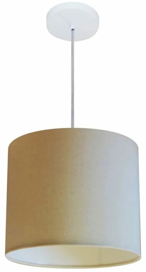 Lustre Pendente Cilíndrico Md-4143 Cúpula em Tecido 35x25cm Algodão Crú - Bivolt